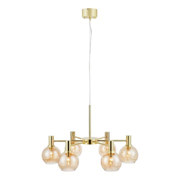Markslöjd 109153 - Luster na sajli AMBRA 6xE14/40W/230V zlatna/zadimljena bež