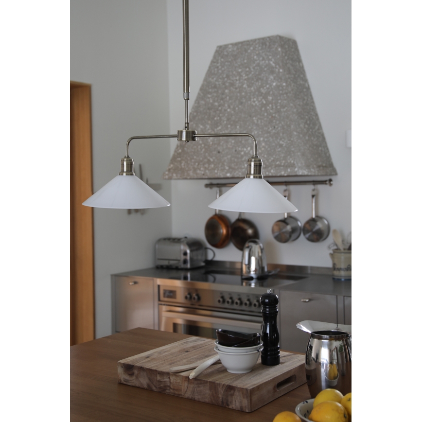 Markslöjd 109160 - Luster na šipci VELA 2xE27/60W/230V bela/mesing