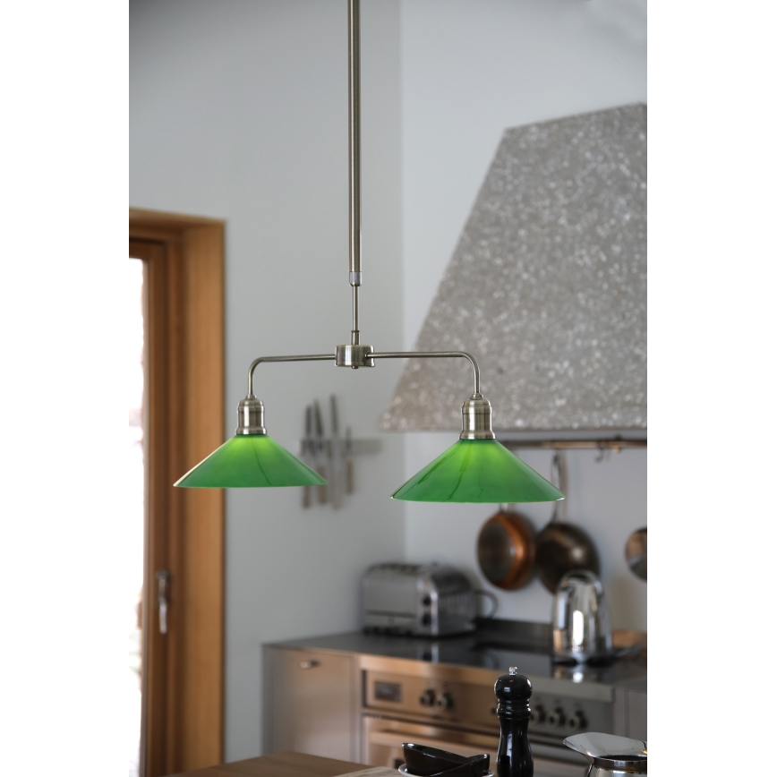 Markslöjd 109161 - Luster na šipci VELA 2xE27/60W/230V zelena/mesing