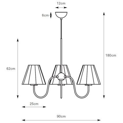 Markslöjd 109172 - Luster na sajli VEYA 3xE14/40W/230V, prečnik 90 cm, lan/crna