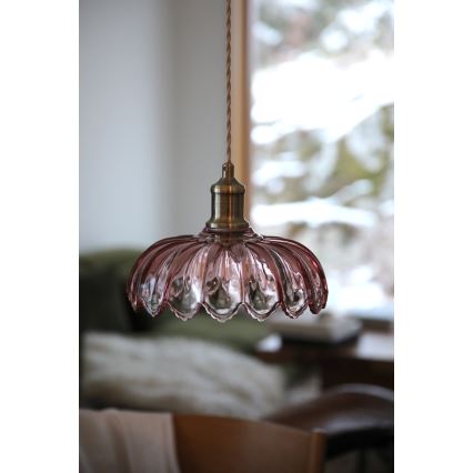 Markslöjd 109178 - Luster na sajli KURAGE 1xE27/40W/230V mesing/dimno roza