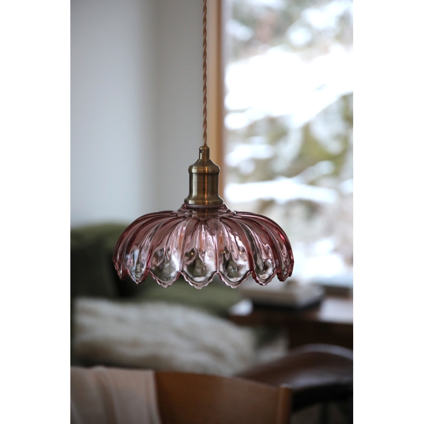 Markslöjd 109178 - Luster na sajli KURAGE 1xE27/40W/230V mesing/dimno roza