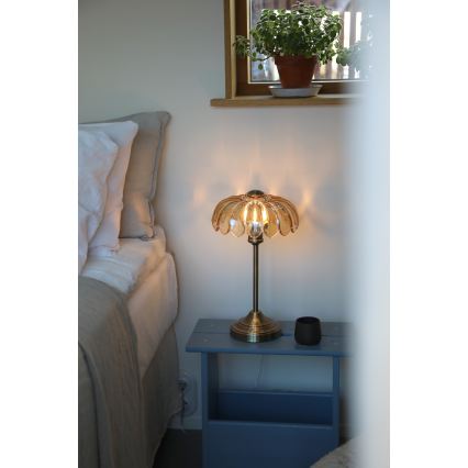 Markslöjd 109180 - Stona lampa KURAGE 1xE27/60W/230V mesing/zadimljeno bež