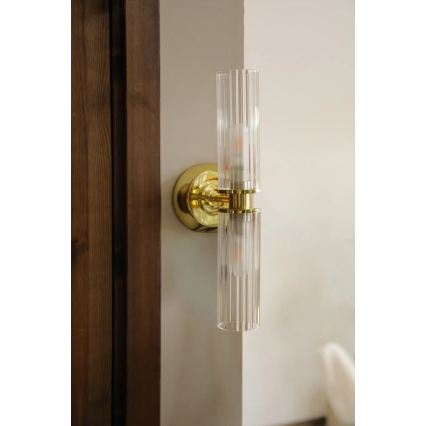 Markslöjd 109236 - Kupatilska zidna lampa RIMINI 2xG9/20W/230V IP44 mesing