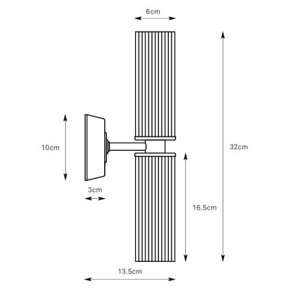 Markslöjd 109236 - Kupatilska zidna lampa RIMINI 2xG9/20W/230V IP44 mesing