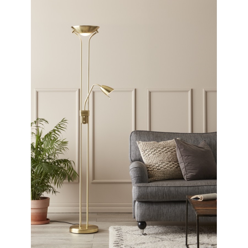 Markslöjd 111242 - Podna lampa DETROIT, prigušiva, 1xR7s/230W/230V + 1xGU10/35W, mesing