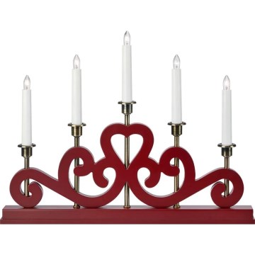 Markslöjd 706211 - Božićni svećnjak ENEBY 5xE10/3W/230V crvena/mesing