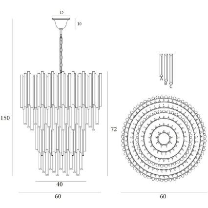 MAXLIGHT P0283 - Luster na lancu VOGUE 16xE14/40W/230V prečnik 60 cm zlatna