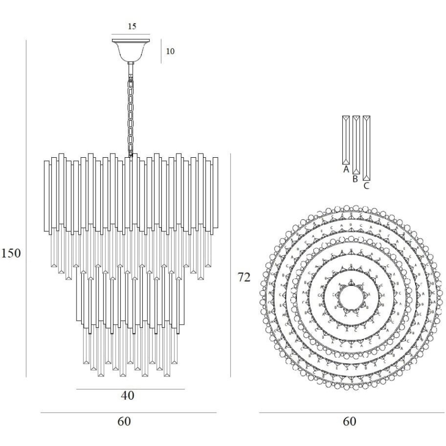 MAXLIGHT P0283 - Luster na lancu VOGUE 16xE14/40W/230V prečnik 60 cm zlatna