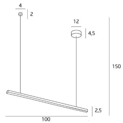 MAXLIGHT P0310 - LED luster na sajli TRIO LED/12W/230V crna