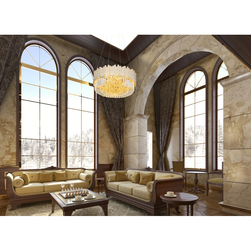 MAXLIGHT P0368 - Luster na sajli TREND 8xE14/40W/230V, prečnik 45 cm, zlatna