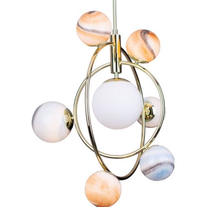 MAXLIGHT P0378 - Luster na štangu COSMOS 7xG9/40W/230V zlatna