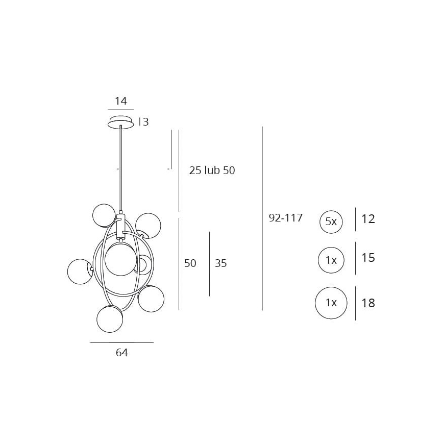 MAXLIGHT P0378 - Luster na štangu COSMOS 7xG9/40W/230V zlatna