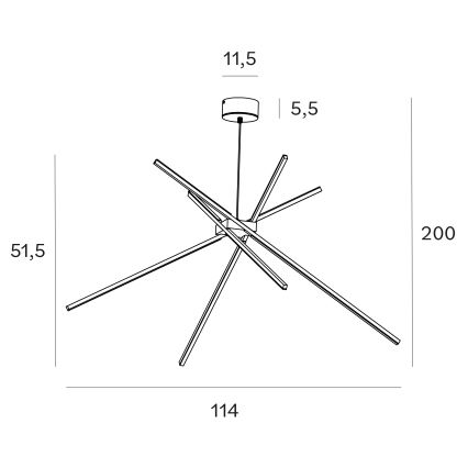 MAXLIGHT P0412 - LED luster na sajli SPIDER LED/33W/230V crna