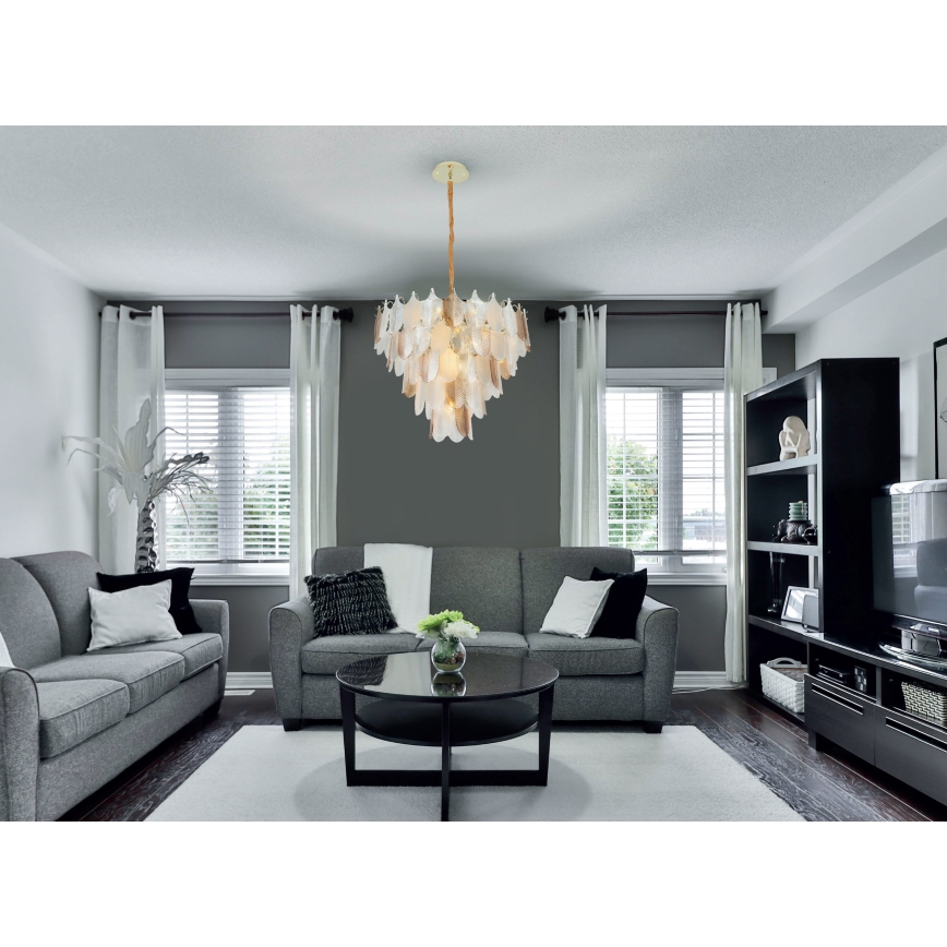MAXLIGHT P0417 - Luster na lancu ARWENA 7xE14/40W/230V prečnik 50 cm zlatna