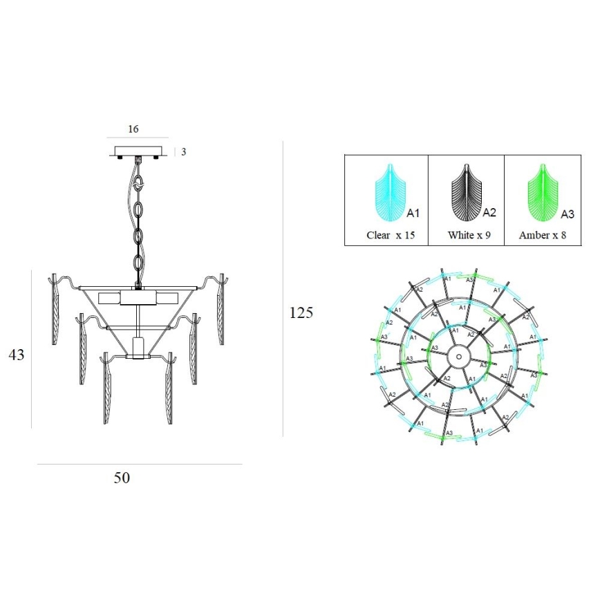 MAXLIGHT P0417 - Luster na lancu ARWENA 7xE14/40W/230V prečnik 50 cm zlatna