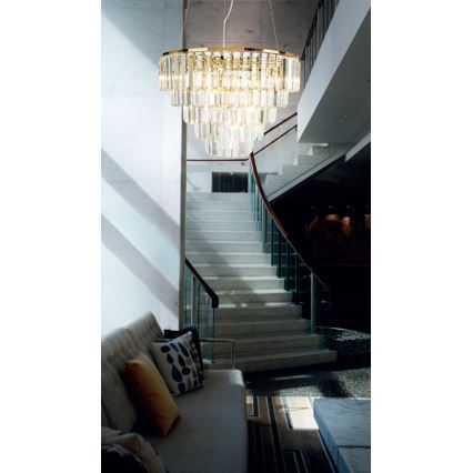 MAXLIGHT P0424 - Luster na sajli MONACO, 15 × G9, maks. 40 W, 230 V, prečnik 60 cm, zlatna