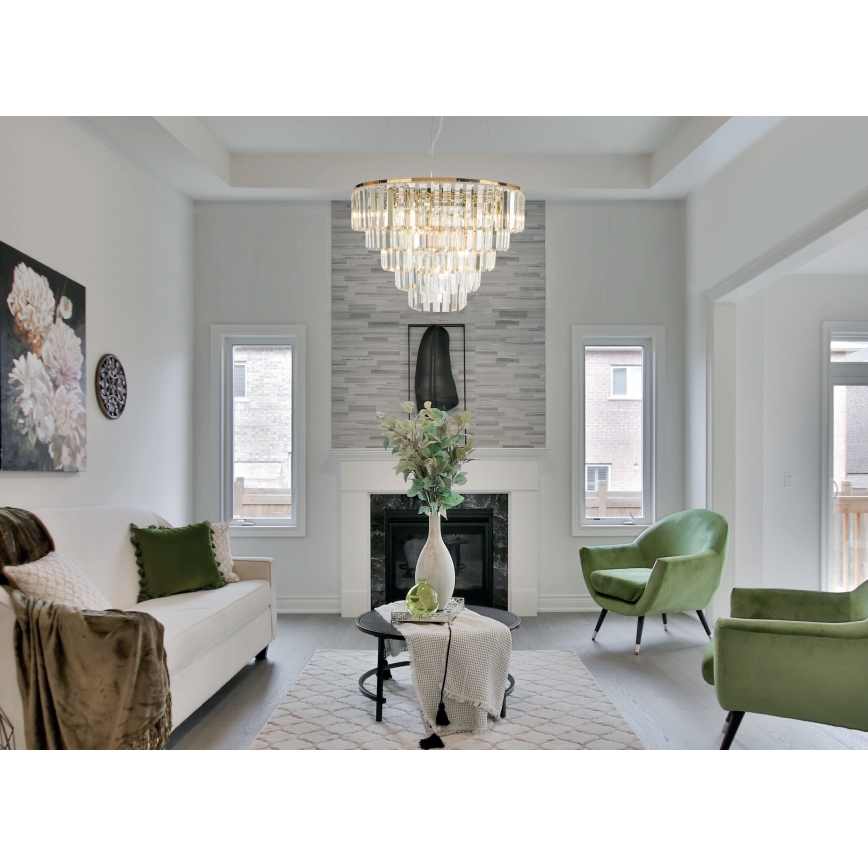 MAXLIGHT P0424 - Luster na sajli MONACO, 15 × G9, maks. 40 W, 230 V, prečnik 60 cm, zlatna