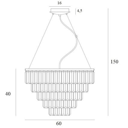 MAXLIGHT P0424 - Luster na sajli MONACO, 15 × G9, maks. 40 W, 230 V, prečnik 60 cm, zlatna