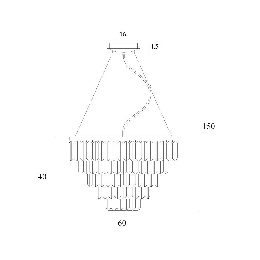 MAXLIGHT P0424 - Luster na sajli MONACO, 15 × G9, maks. 40 W, 230 V, prečnik 60 cm, zlatna