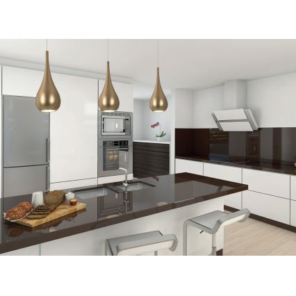 MAXLIGHT P0436 - Luster na sajli DROP, 1x E27/40W/230V, prečnik 20 cm, zlatna