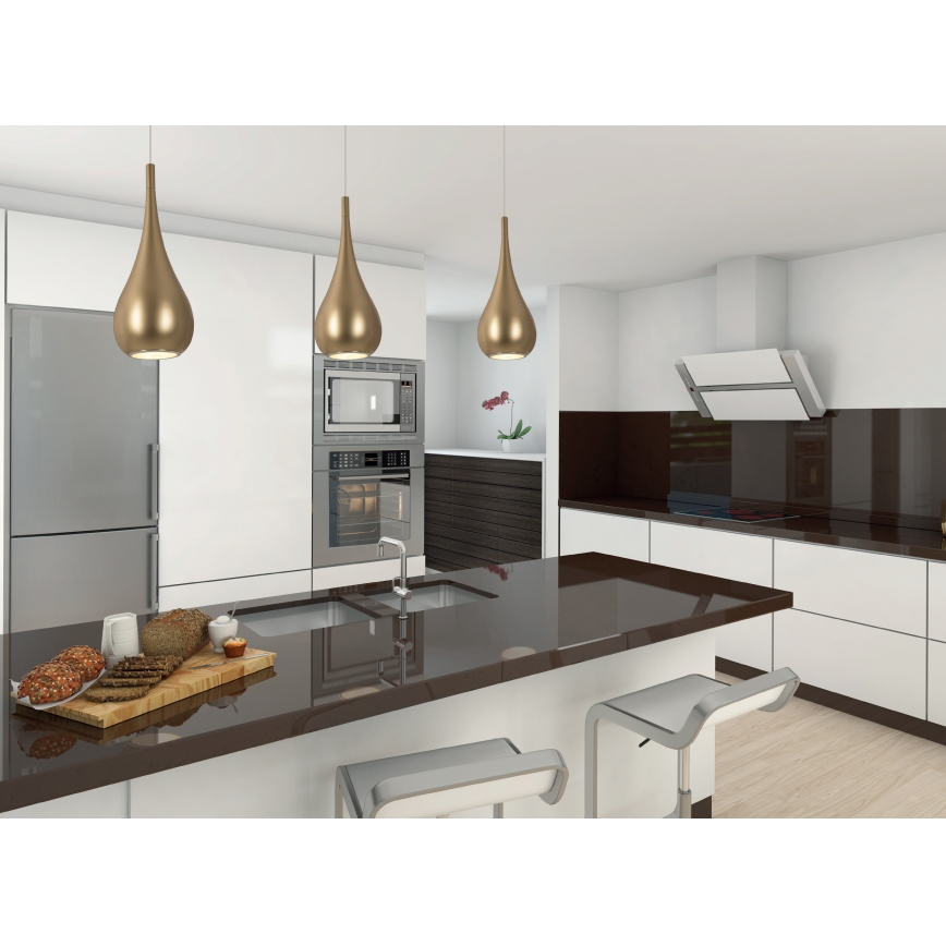 MAXLIGHT P0436 - Luster na sajli DROP, 1x E27/40W/230V, prečnik 20 cm, zlatna