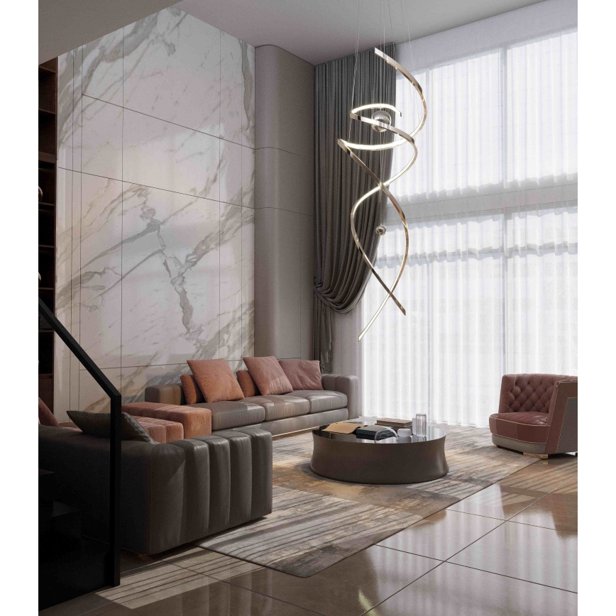 MAXLIGHT P0482D - LED prigušiva luster na sajli RITZ LED/100W/230V prečnik 60 cm CRI 90 sjajni hrom