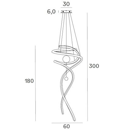 MAXLIGHT P0483D - LED prigušiva luster na sajli RITZ LED/100W/230V pr. 60 cm CRI 90 mesing