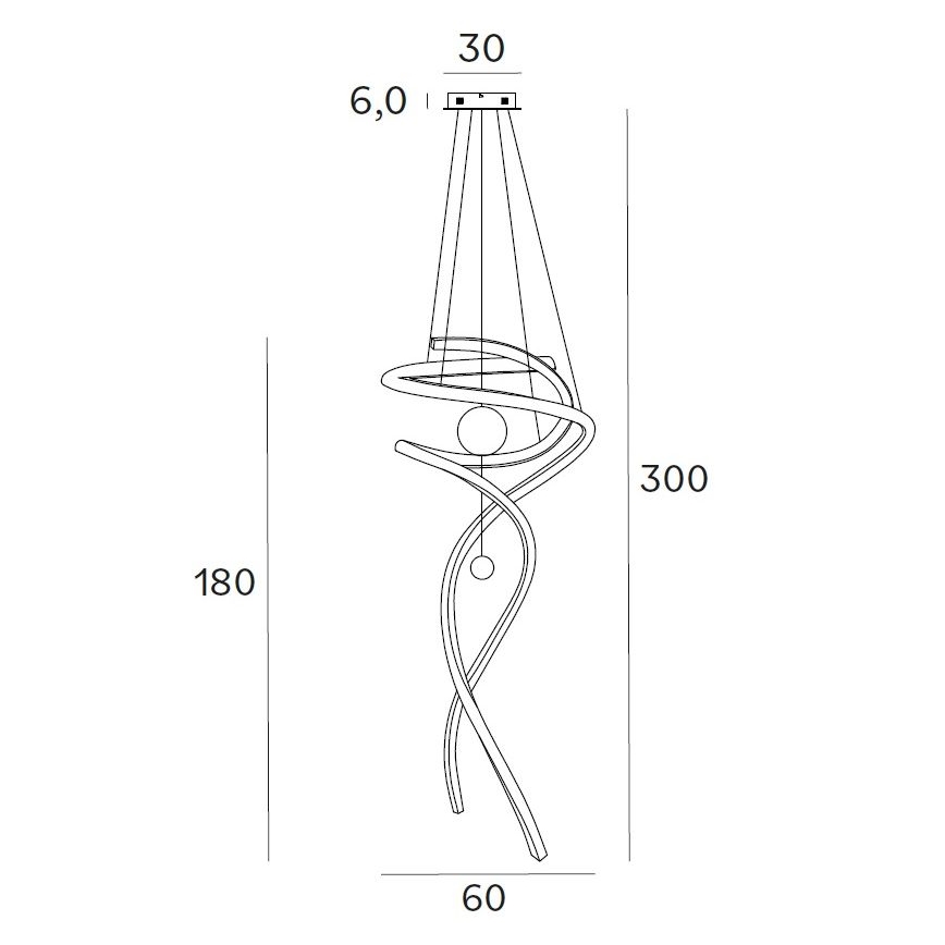 MAXLIGHT P0483D - LED prigušiva luster na sajli RITZ LED/100W/230V pr. 60 cm CRI 90 mesing
