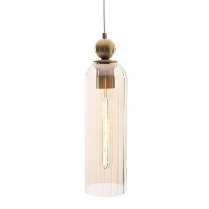 MAXLIGHT P0510 - Luster na sajli CAMPANILA 1xE27/40W/230V prečnik 10 cm mesing/bež