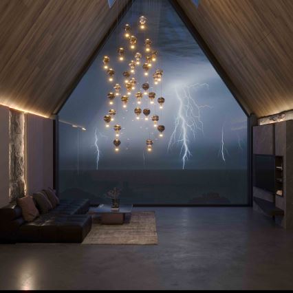 MAXLIGHT P0526D - LED prigušiva luster na sajli PALLONCINI 11xLED/6W/230V prečnik 45 cm prozirna/bežna/zadimljena