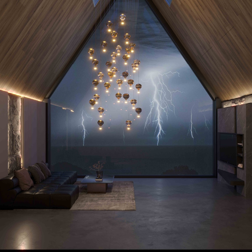 MAXLIGHT P0526D - LED prigušiva luster na sajli PALLONCINI 11xLED/6W/230V prečnik 45 cm prozirna/bežna/zadimljena