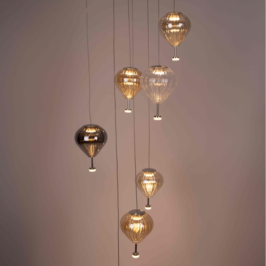 MAXLIGHT P0526D - LED prigušiva luster na sajli PALLONCINI 11xLED/6W/230V prečnik 45 cm prozirna/bežna/zadimljena