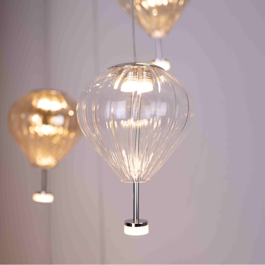 MAXLIGHT P0526D - LED prigušiva luster na sajli PALLONCINI 11xLED/6W/230V prečnik 45 cm prozirna/bežna/zadimljena