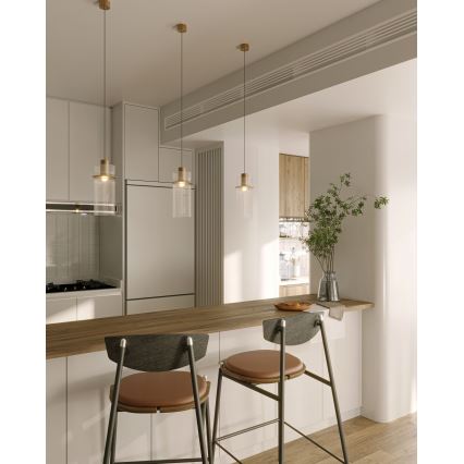 MAXLIGHT P0531 - LED luster na lanku SIGNATURE LED/8W/230V prečnik 15 cm mesing/proziran