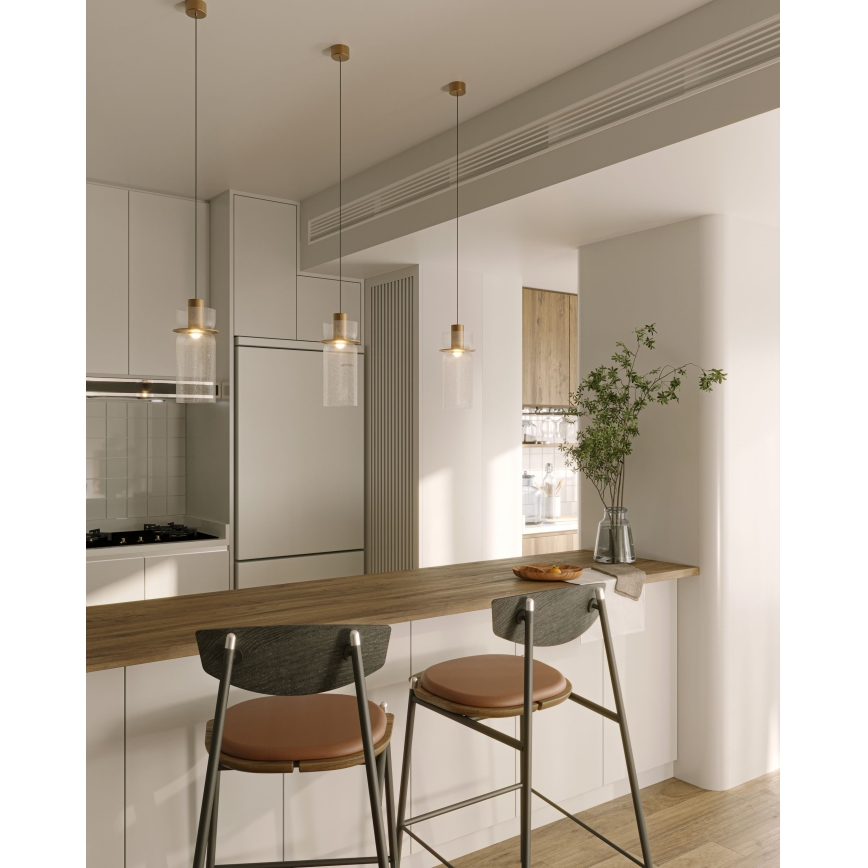 MAXLIGHT P0531 - LED luster na lanku SIGNATURE LED/8W/230V prečnik 15 cm mesing/proziran