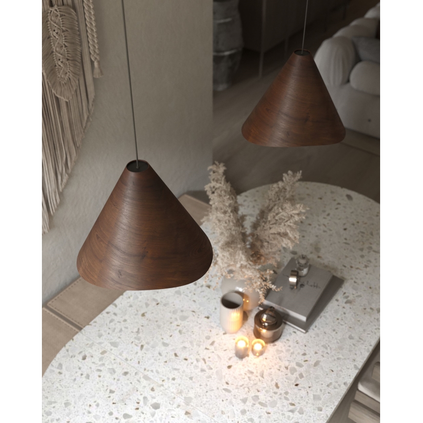 MAXLIGHT P0548 - Luster na sajli SAKURA 1xE27/60W/230V prečnik 33,5 cm orah