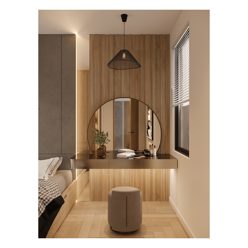 MAXLIGHT P0579 - Luster na sajli AMALFI 1xE27/15W/230V prečnik 45 cm crna
