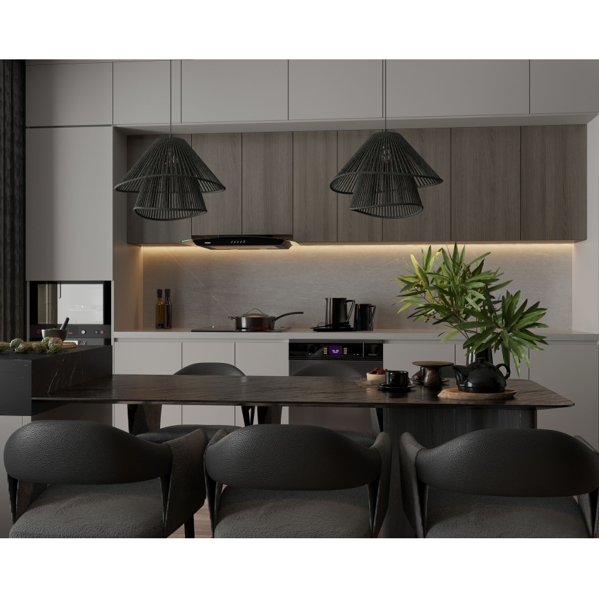 MAXLIGHT P0580 - Luster na sajli AMALFI 1xE27/15W/230V, prečnik 45 cm, crna