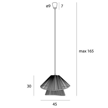 MAXLIGHT P0580 - Luster na sajli AMALFI 1xE27/15W/230V, prečnik 45 cm, crna