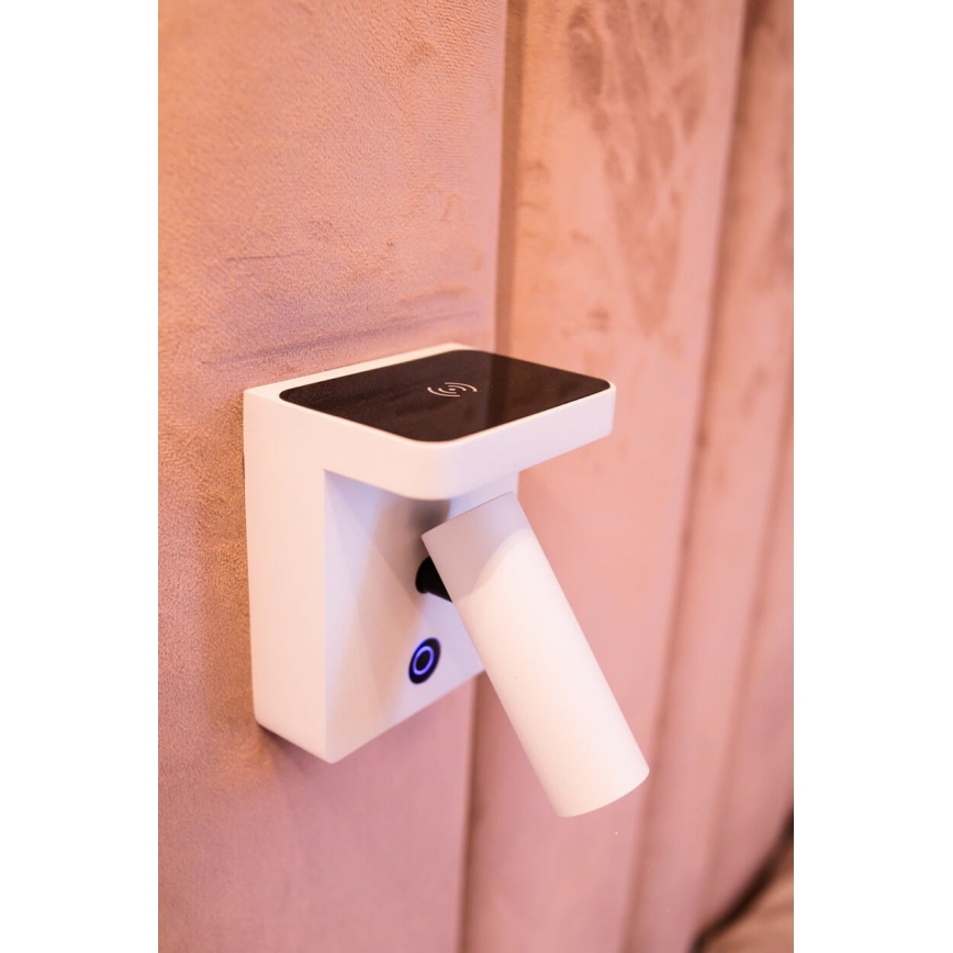 MAXLIGHT W0373 - LED zidna spot svetiljka sa bežičnim punjenjem LOFER LED/7W/230V, bela