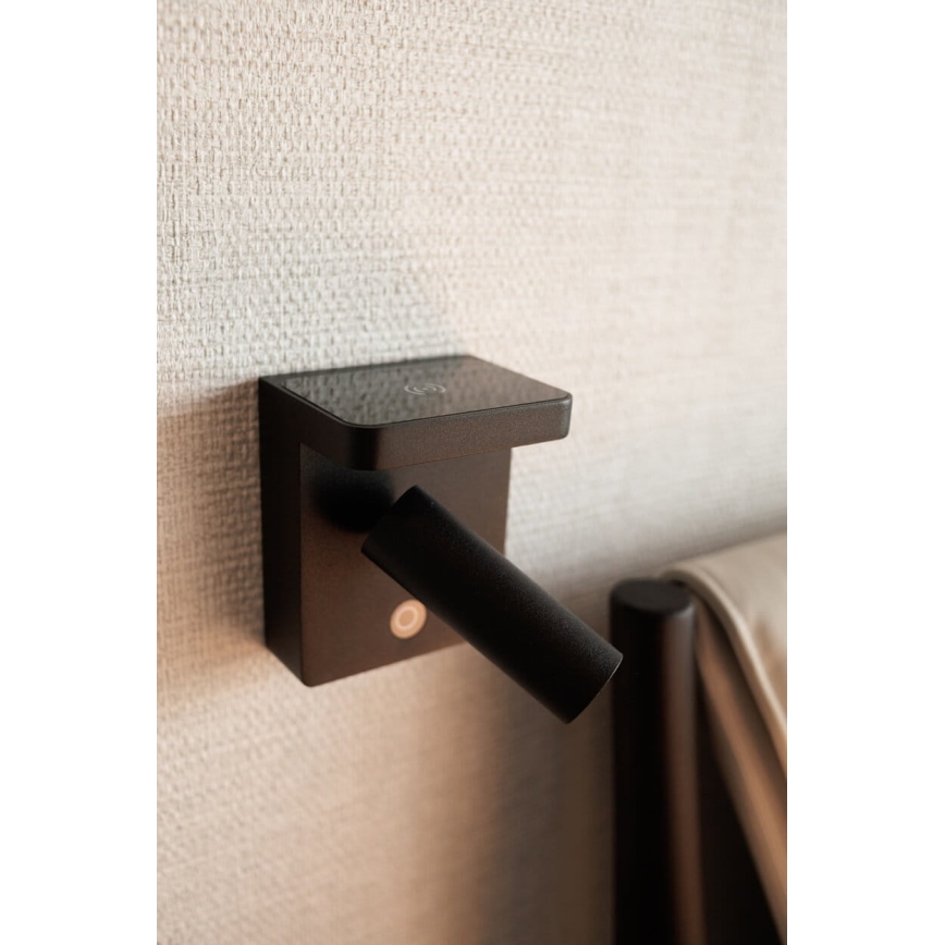 MAXLIGHT W0374 - LED zidna spot svetiljka sa bežičnim punjenjem LOFER LED/7W/230V crna