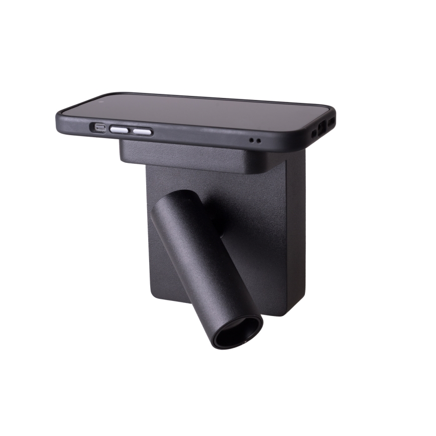 MAXLIGHT W0374 - LED zidna spot svetiljka sa bežičnim punjenjem LOFER LED/7W/230V crna