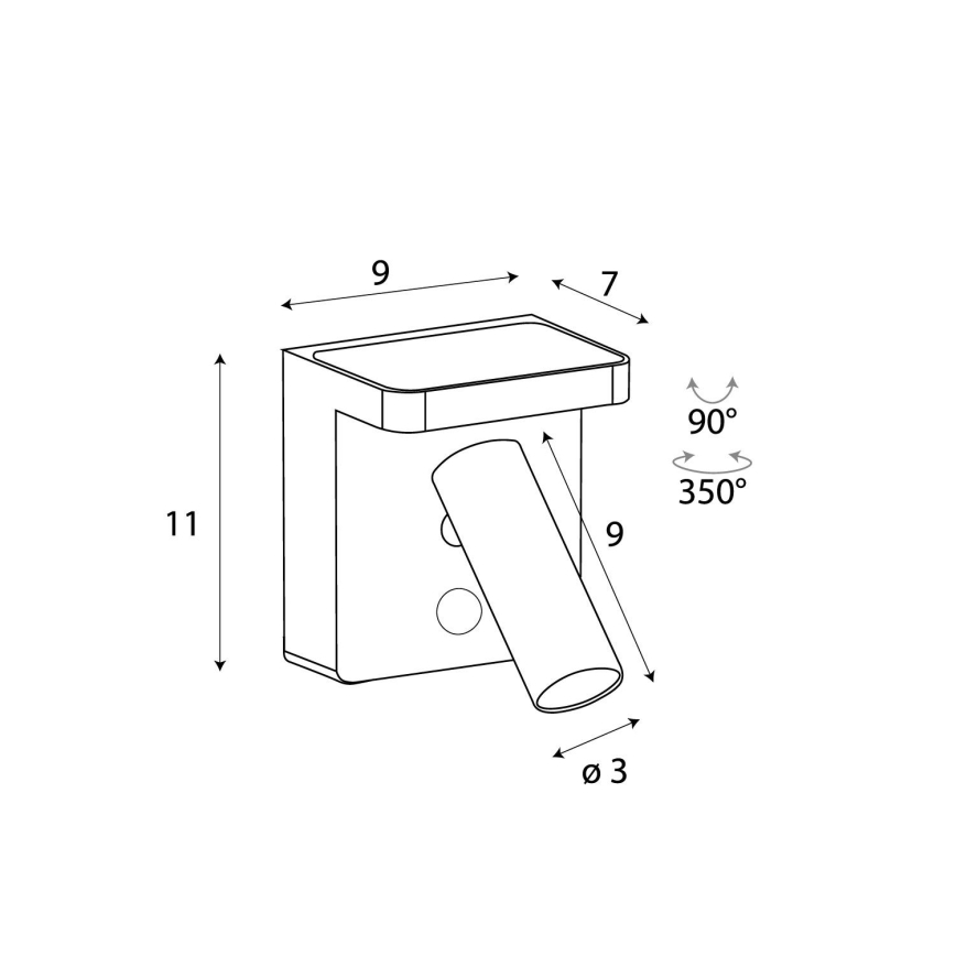 MAXLIGHT W0374 - LED zidna spot svetiljka sa bežičnim punjenjem LOFER LED/7W/230V crna