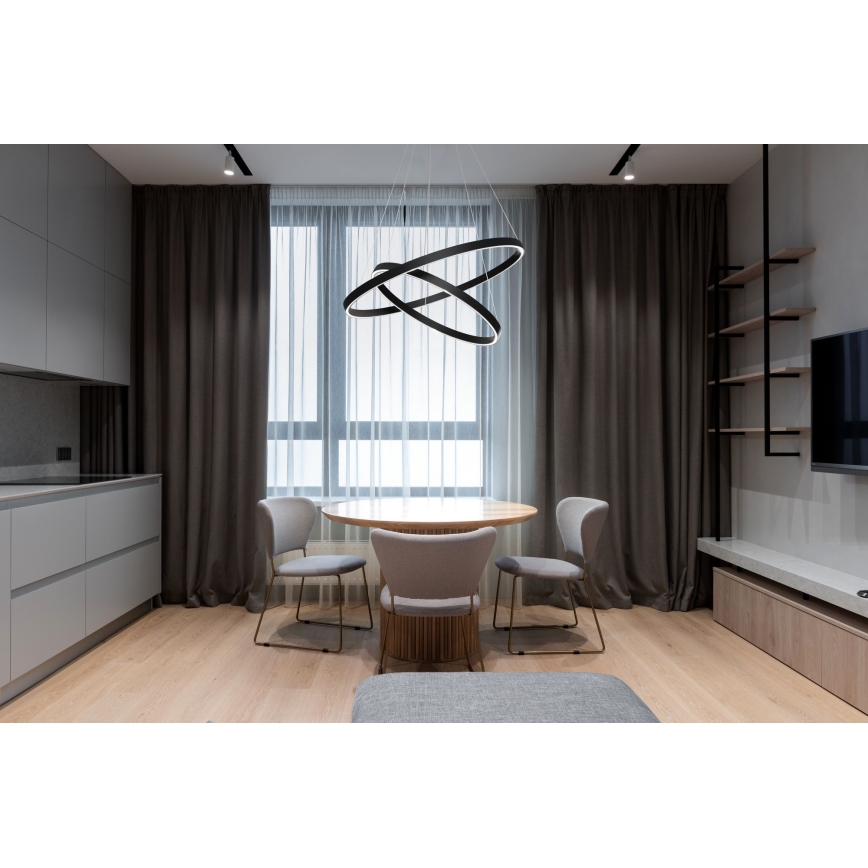 Maytoni MOD058PL-L74B3K - LED luster na sajli RIM LED/88W/230V 3000K prečnik 80 cm crna