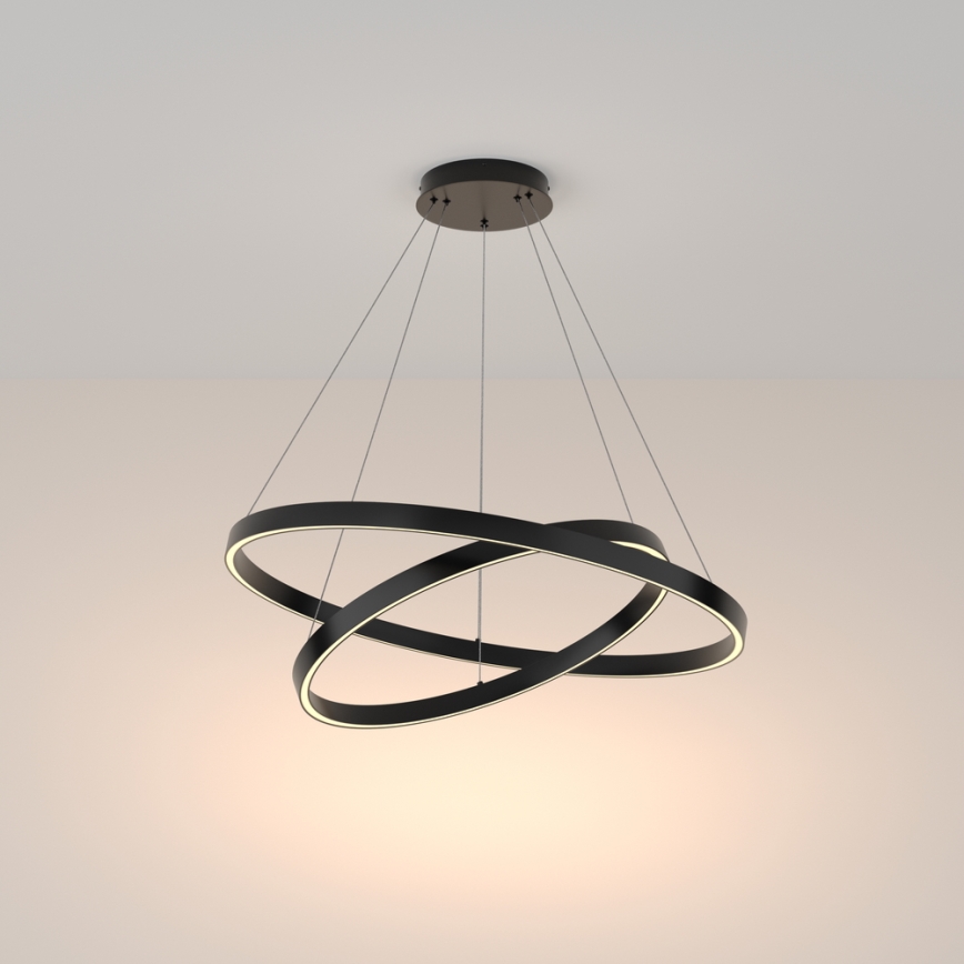 Maytoni MOD058PL-L74B3K - LED luster na sajli RIM LED/88W/230V 3000K prečnik 80 cm crna