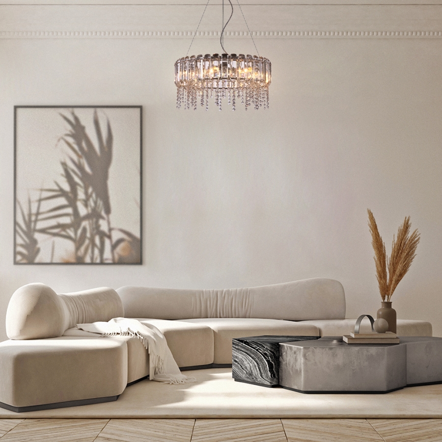 Maytoni MOD097PL-08CH - Luster na sajli HAIL 8xE14/40W/230V prečnik 60,5 cm sjajni hrom