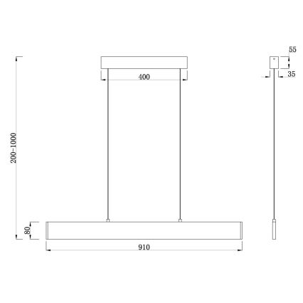 Maytoni P010PL-L23B4K - LED luster na sajli STEP LED/23W/230V 4000K 91 cm crna