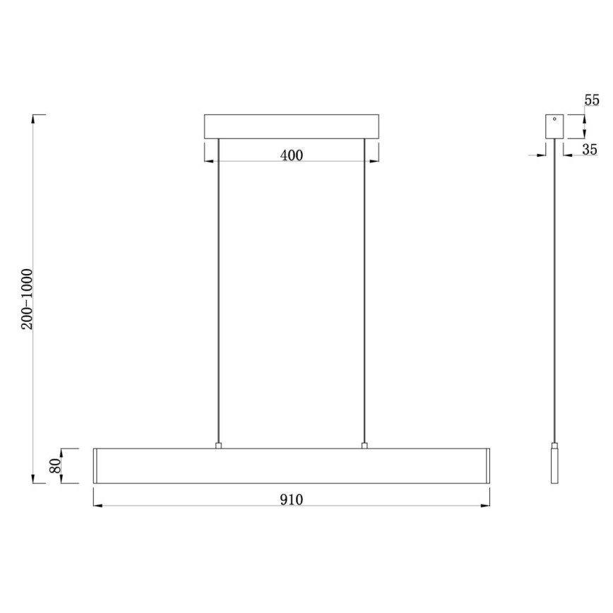 Maytoni P010PL-L23B4K - LED luster na sajli STEP LED/23W/230V 4000K 91 cm crna