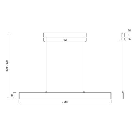 Maytoni P010PL-L30B4K - LED luster na sajli STEP LED/30W/230V 4000K 118,5 cm crna